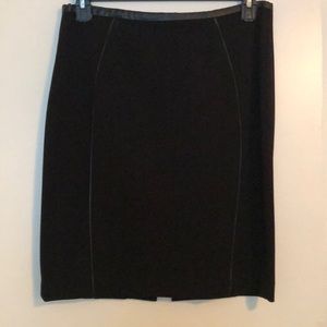Black pencil skirt with leather piping